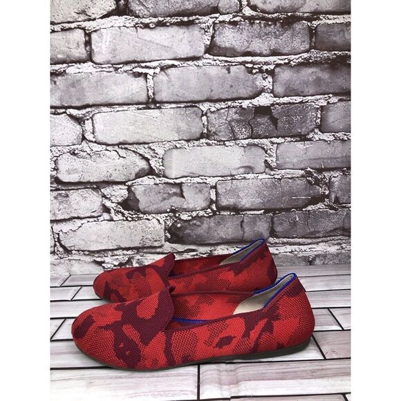 Rothy’s Red Camo Fabric Knit Round Toe Slip On Flats Shoes Women’s Sz 4M US/36EU - Picture 1 of 16